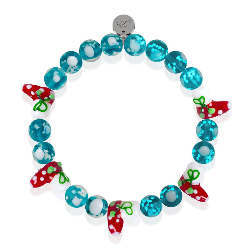 Bas turquoise | Argent | Bracelet à pois en verre Firefly 