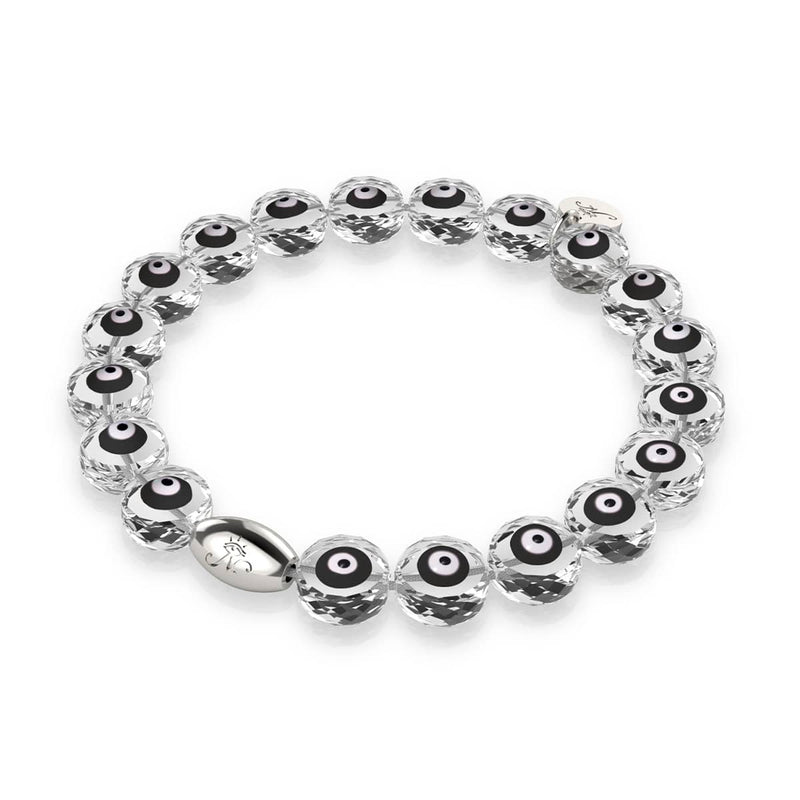 Black | .925 Sterling Silver | Crystal Evil Eye Bracelet