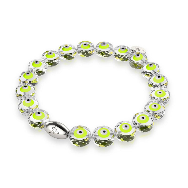 Bracelet mauvais œil en cristal vert | Argent sterling 925