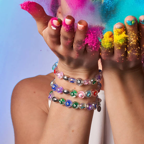 Mystic Spectrum | .925 Sterling Silver | Crystal Evil Eye Bracelet