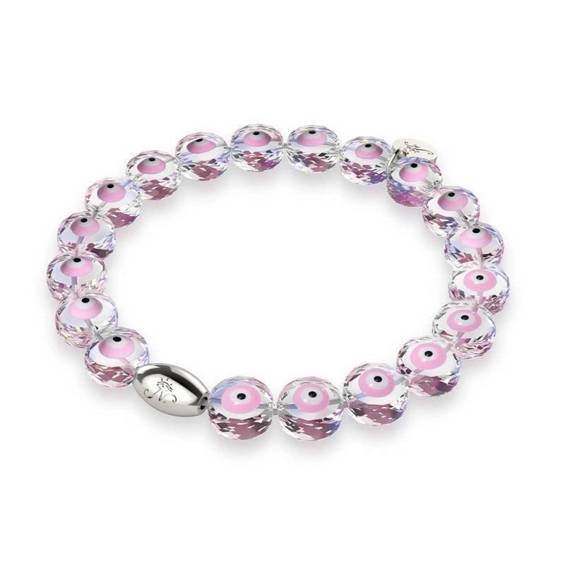Bracelet mauvais œil en cristal | Argent sterling 925 | Rose