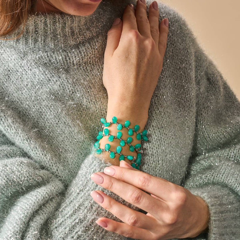 Bracelet goutte de fée vert mer 