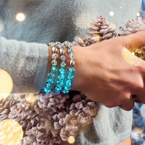 Confettis arctiques | Argent sterling 925 | Bracelet en verre Firefly