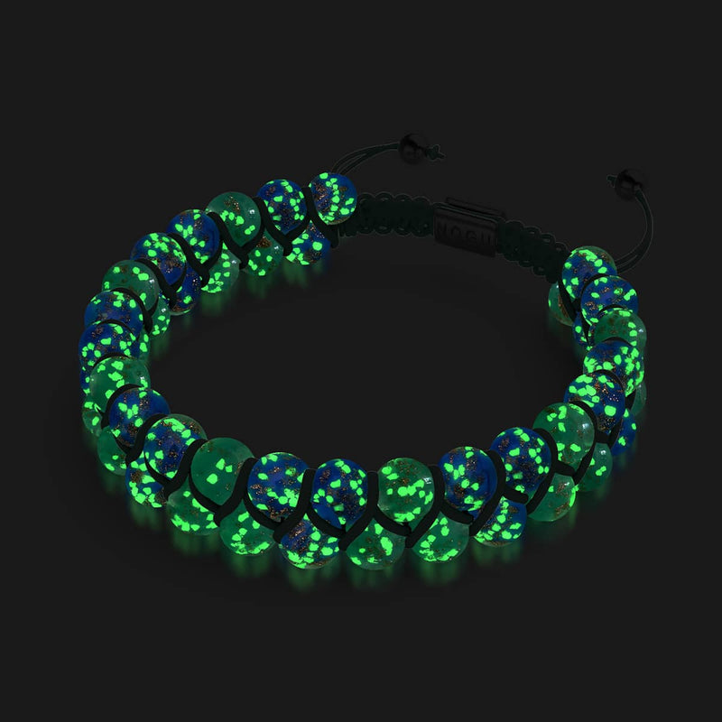 Belle journée | Cobalt x Cactus | Bracelet en verre double luciole