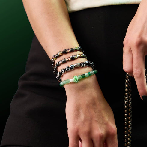 Bracelet mauvais œil en verre Firefly noir | Argent sterling 925