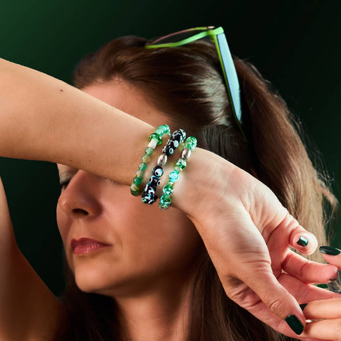 Bracelet mauvais œil en verre Firefly noir | Argent sterling 925