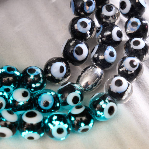 Bracelet mauvais œil en verre Firefly noir | Argent sterling 925