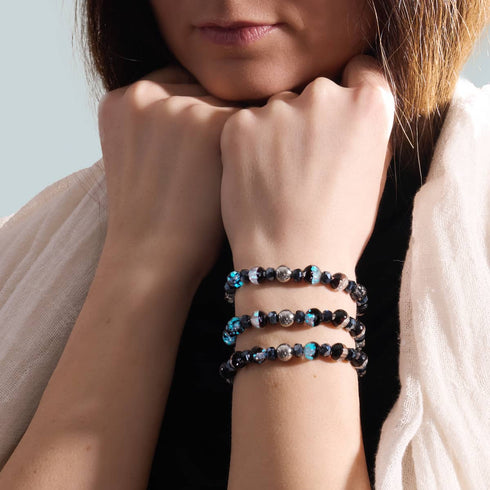 Bracelet boule à neige en verre Firefly noir