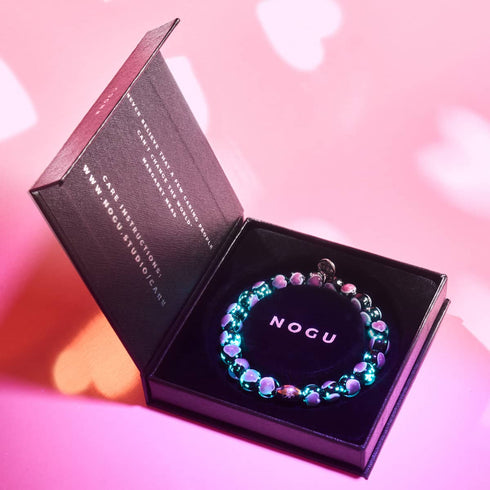 Bracelet Love en verre Firefly en argent sterling 925 noir x rose