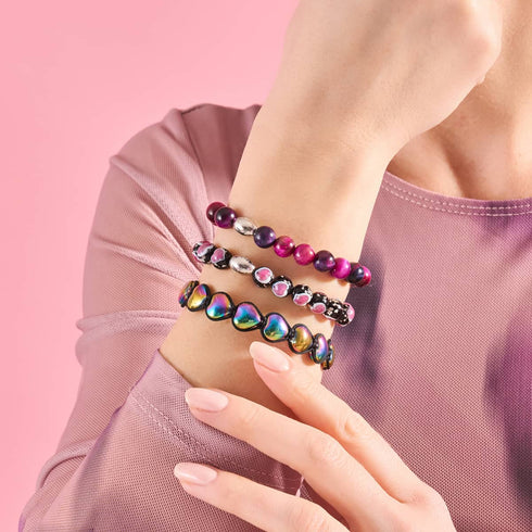 Bracelet Love en verre Firefly en argent sterling 925 noir x rose