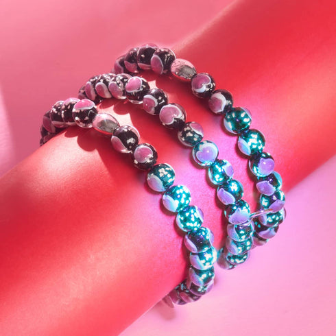 Bracelet Love en verre Firefly en argent sterling 925 noir x rose