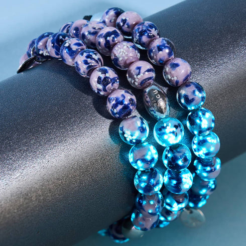 Iris bleu | Argent sterling 925 | Bracelet en verre Firefly