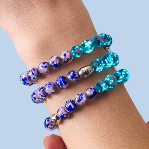 Iris bleu | Argent sterling 925 | Bracelet en verre Firefly