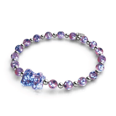 Iris bleu | Argent | Bracelet ours en verre Firefly 