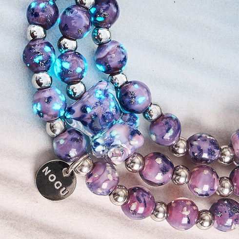 Iris bleu | Argent | Bracelet ours en verre Firefly 