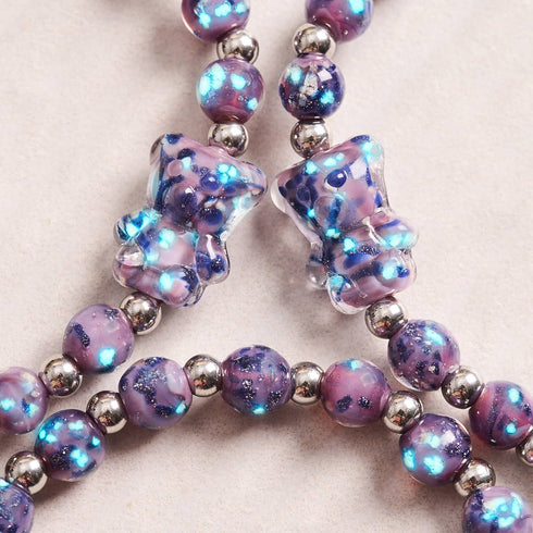 Iris bleu | Argent | Bracelet ours en verre Firefly 