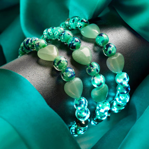 Bracelet en verre bleu menthe | Firefly Glass x Murano Hearts 