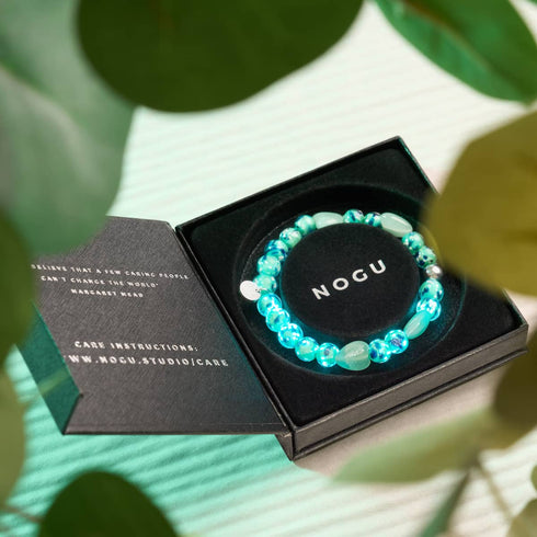 Bracelet en verre bleu menthe | Firefly Glass x Murano Hearts 