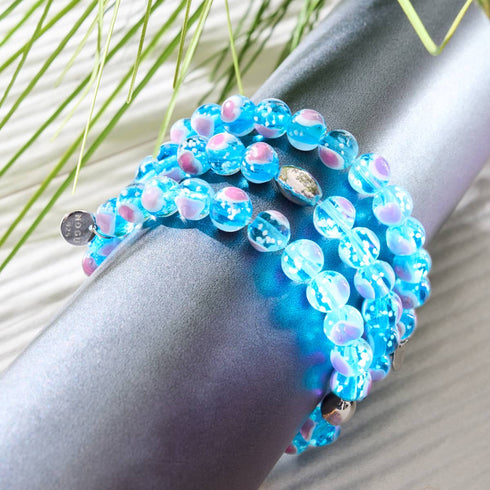 Bracelet Love en verre Firefly en argent sterling 925 bleu x rose
