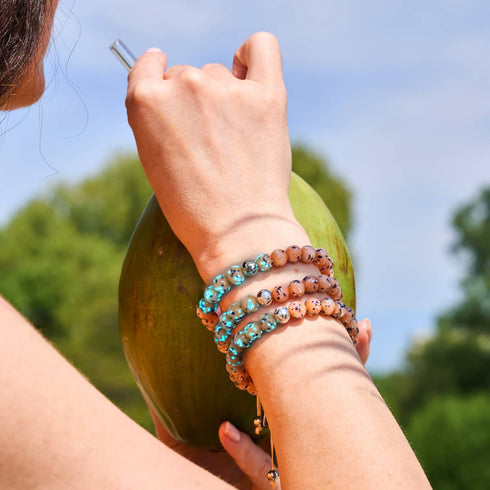 Cobbler aux myrtilles | Argent | Bracelet en macramé en verre Firefly