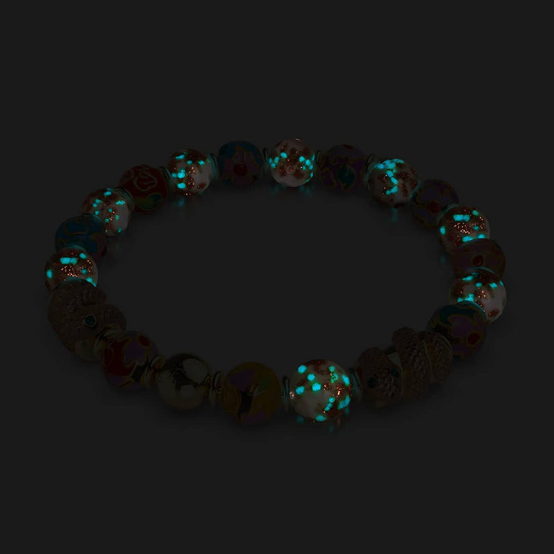 Cloud Dragon | Enamel Lotus | White Firefly Glass Serpent Bracelet