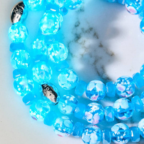 Fleurs de bleuet | Argent sterling 925 | Bracelet en verre Firefly