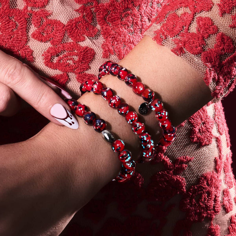 Feu et glace | Argent sterling 925 | Bracelet en verre Firefly