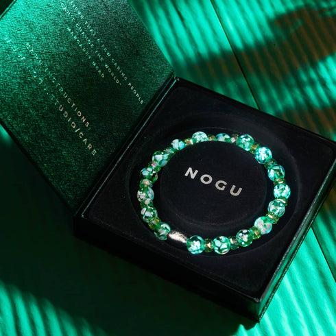 Orchidée verte | Argent sterling 925 | Bracelet en verre Firefly Blossom