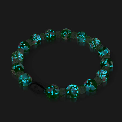 Orchidée verte | Argent sterling 925 | Bracelet en verre Firefly Blossom