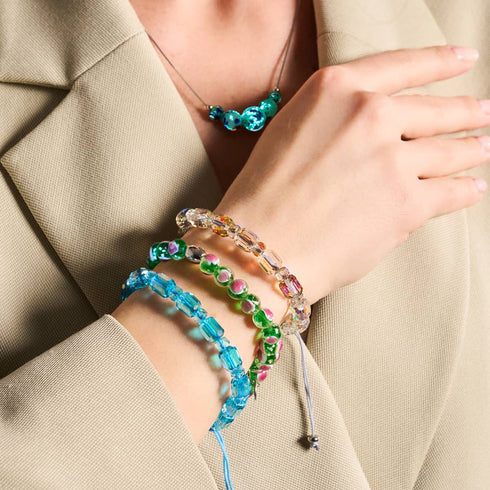 Bracelet Love en verre Firefly en argent sterling 925 vert x rose