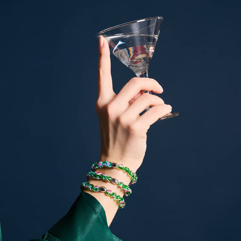 Bracelet Love en verre Firefly en argent sterling 925 vert x rose