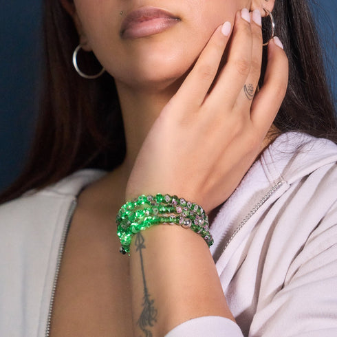 Bracelet en diamants en verre Firefly | Zinnia vert 