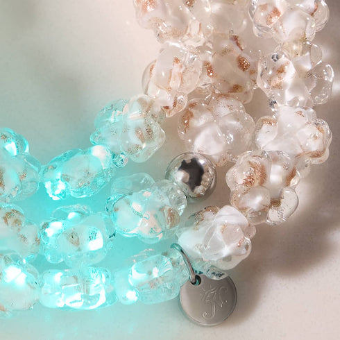Ivoire | Argent | Bracelet trèfle en verre Firefly 