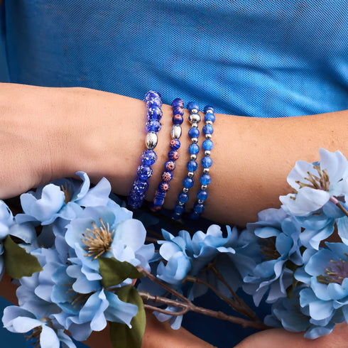 Lapis-lazuli | Argent sterling 925 | Bracelet en verre Firefly
