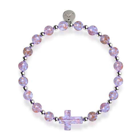 Lilas | Argent | Bracelet croix en verre Firefly 