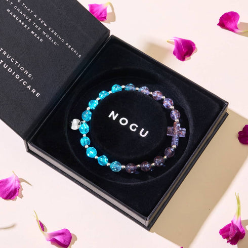 Lilas | Argent | Bracelet croix en verre Firefly 