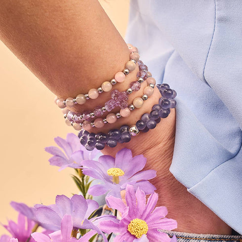 Lilas | Argent | Bracelet croix en verre Firefly 