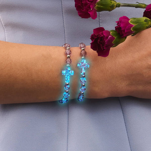 Lilas | Argent | Bracelet croix en verre Firefly 