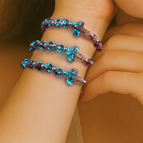 Merlot | Argent | Bracelet croix en verre Firefly 