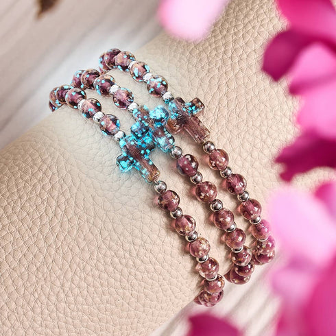 Merlot | Argent | Bracelet croix en verre Firefly 