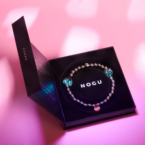 Bracelet d'essence de coeurs en verre de luciole | Obsidienne 