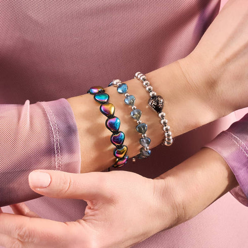 Bracelet d'essence de coeurs en verre de luciole | Obsidienne 