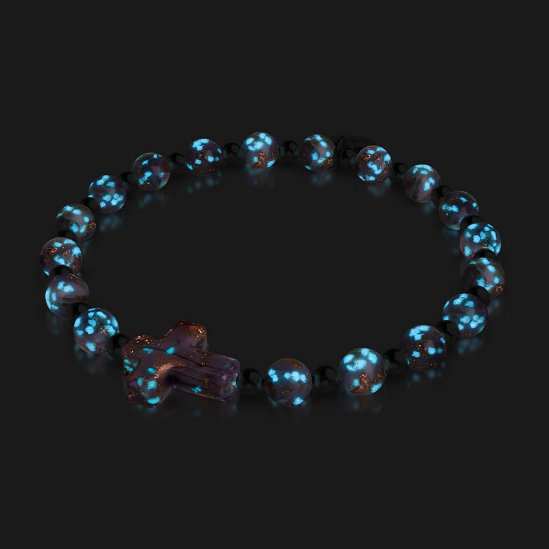 Pervenche | Argent | Bracelet croix en verre Firefly