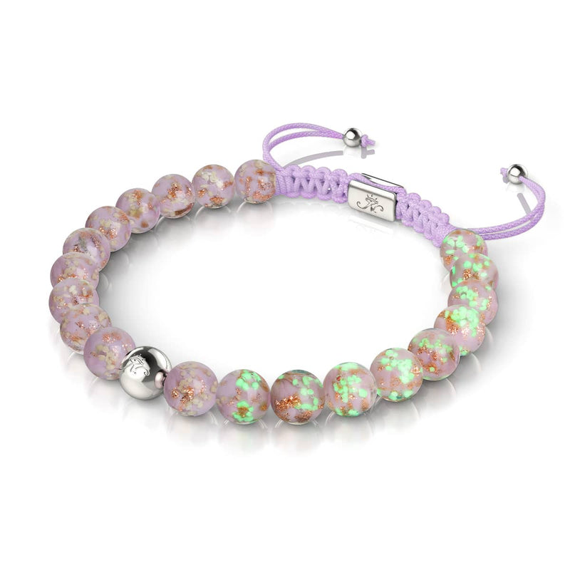 Pervenche | Argent | Bracelet macramé verre luciole