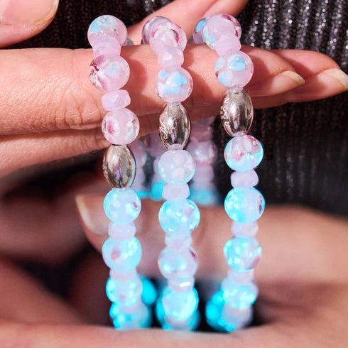 Orchidée rose | Argent sterling 925 | Bracelet en verre Firefly