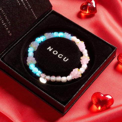 Bracelet à pois roses | Argent sterling 925 | Bracelet en verre Firefly Berry 