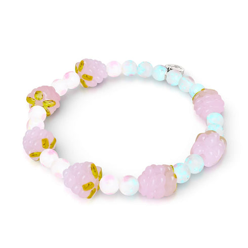 Bracelet à pois roses | Argent sterling 925 | Bracelet en verre Firefly Berry 