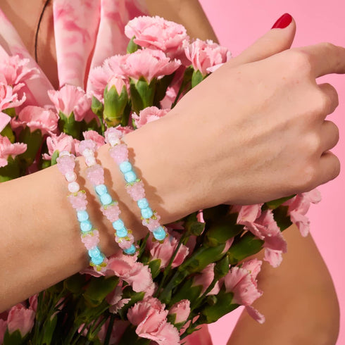 Bracelet à pois roses | Argent sterling 925 | Bracelet en verre Firefly Berry 