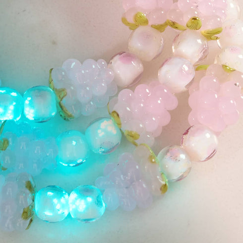Bracelet à pois roses | Argent sterling 925 | Bracelet en verre Firefly Berry 