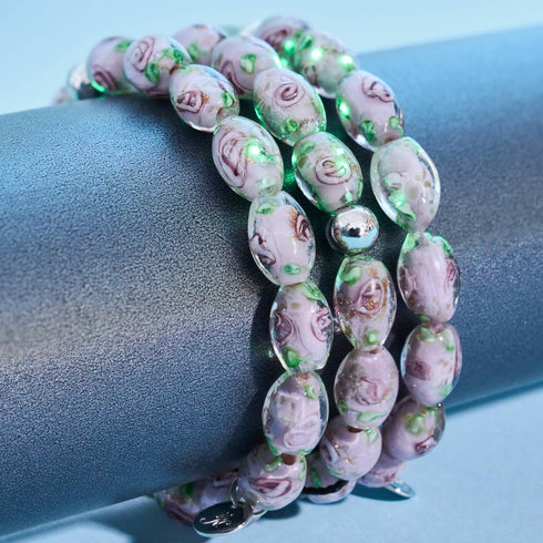 Bracelet de jardin en verre Firefly | Rose violette | Argent sterling 925